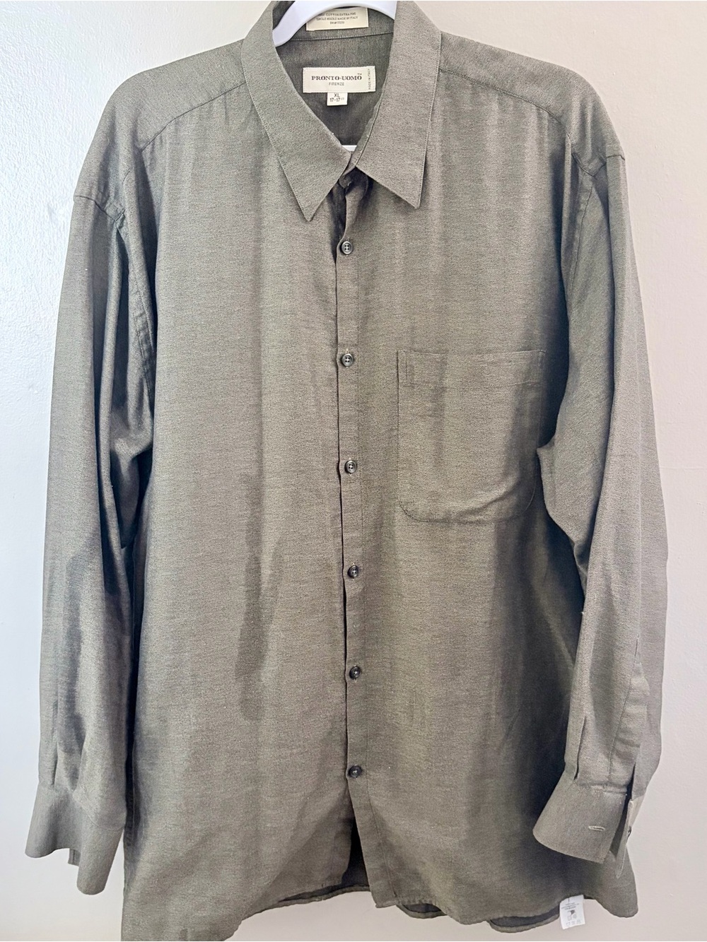 Pronto Uomo Mens Button Down Shirt Size XL Long Sleeve Made In Italy